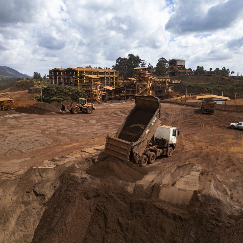 Truck dumping ore at the operation